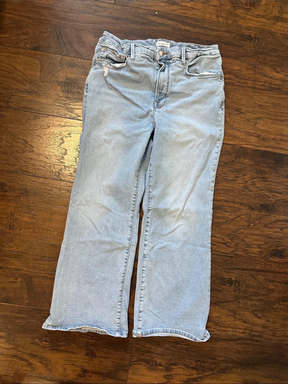 Good American Light Blue Ankle Flare Jeans
